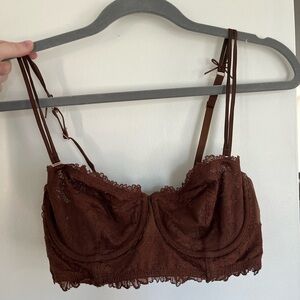Aerie Lace Bralette in Deep Brown